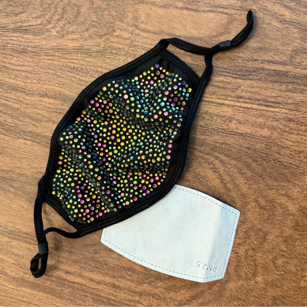 Black Rhinestone Face Mask